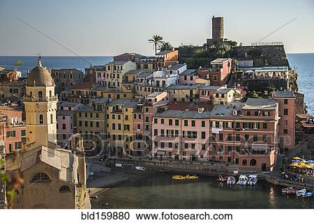 Cinque Terre cityscape and ocean, Liguria, Italy View Large Photo Image Stock Image - Cinque Terre cityscape and ocean, Liguria, Italy. Fotosearch
