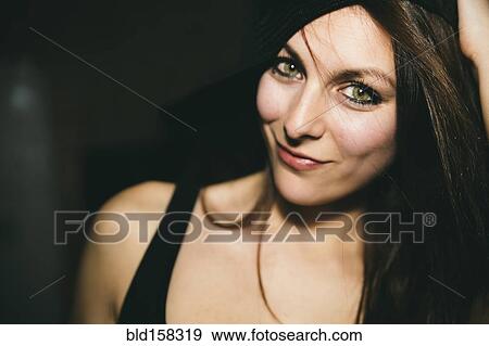 Close up of smiling Caucasian woman View Large Photo Image Stock Photo - Close up of smiling Caucasian woman. Fotosearch