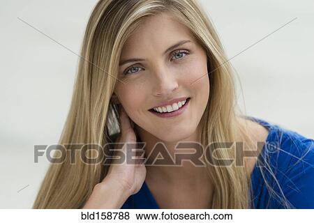 Stock Photo - Close up of smiling Caucasian woman. Fotosearch