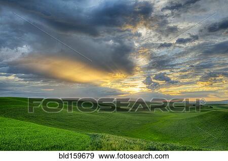Dramatic sky over rolling hills in rural landscape View Large Photo Image Stock Photo - Dramatic sky over rolling hills in rural landscape. Fotosearch