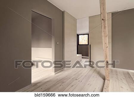 Empty hallway and wooden floor of modern house View Large Photo Image Stock Photograph - Empty hallway and wooden floor of modern house. Fotosearch