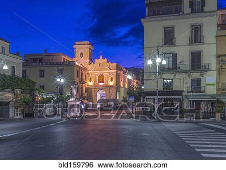 Piazza Tasso and buildings illuminated at night, Sorrento, Naples, Italy View Large Photo Image Stock Photograph - Piazza Tasso and buildings illuminated at night, Sorrento, Naples, Italy. Fotosearch