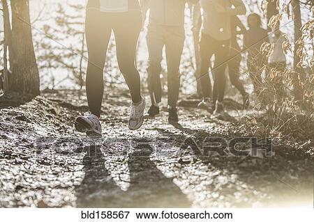 Runners jogging on dirt path View Large Photo Image Stock Photo - Runners jogging on dirt path. Fotosearch