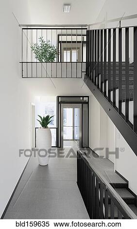 Stock Photography - Staircase and hallway in modern house. Fotosearch