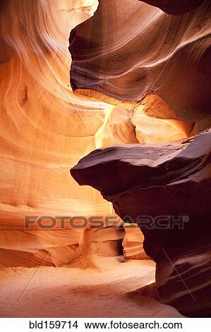 Picture - Sunlight through rock formations in Antelope Canyon, Page, Arizona, United States. Fotosearch