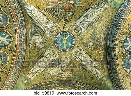 Stock Photo - Tile mosaic in ornate dome in Basilica di Sant'Apollinare, Ravenna, Ravenna, Italy. Fotosearch