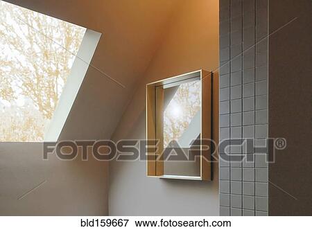 Stock Photo - Window, walls and mirror of modern room. Fotosearch