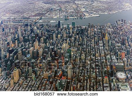 Stock Photo - Aerial view of New York cityscape, New York, United States. Fotosearch