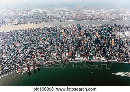 Stock Photo - Aerial view of New York cityscape, New York, United States. Fotosearch