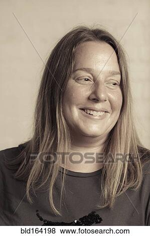 Stock Photo - Caucasian woman smiling. Fotosearch