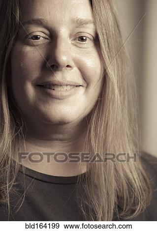 Stock Photo - Caucasian woman smiling. Fotosearch