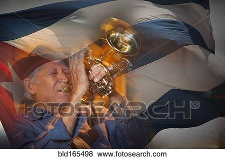 Double exposure of Hispanic musician playing trumpet in front of Cuban flag View Large Photo Image Stock Photo - Double exposure of Hispanic musician playing trumpet in front of Cuban flag. Fotosearch
