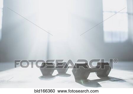 Dumbbell weights on floor in sunlight View Large Photo Image Stock Image - Dumbbell weights on floor in sunlight. Fotosearch