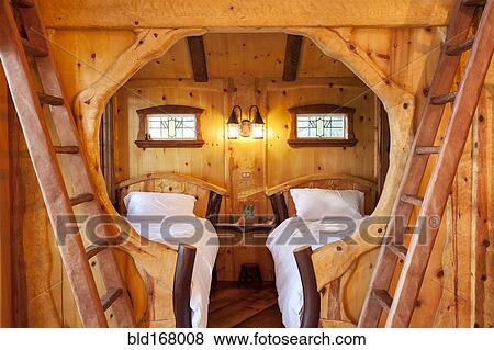 Ladders outside bedroom of wooden tree house View Large Photo Image Stock Photo - Ladders outside bedroom of wooden tree house. Fotosearch