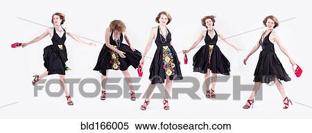 Multiple exposures of stylish Caucasian woman in dress heels View Large Photo Image Stock Photography - Multiple exposures of stylish Caucasian woman in dress heels. Fotosearch
