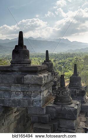 Picture - Spires on Temple of Borobudur, Borobudur, Indonesia. Fotosearch