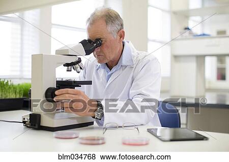 Caucasian scientist using microscope in laboratory View Large Photo Image Stock Photo - Caucasian scientist using microscope in laboratory. Fotosearch