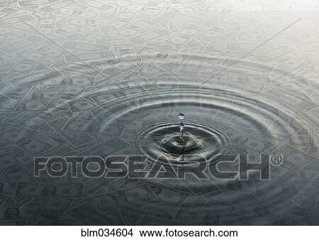 Ripple of water over dollar bills View Large Photo Image Picture - Ripple of water over dollar bills. Fotosearch