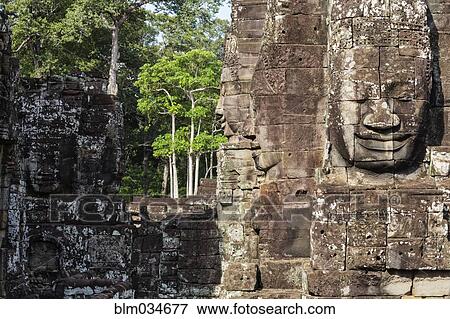 Stock Photo - Ruins at Bayon Temple, Siem Reap, Siem Reap, Cambodia. Fotosearch