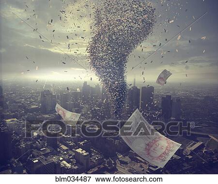 Tornado of money over cityscape View Large Photo Image Stock Photo - Tornado of money over cityscape. Fotosearch