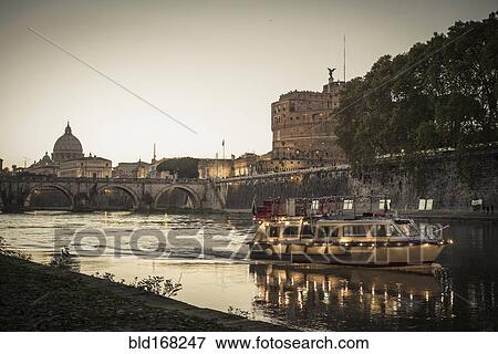 Boat floating on river, Rome, Italy View Large Photo Image Stock Photo - Boat floating on river, Rome, Italy. Fotosearch