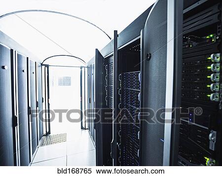 Stock Photography - Cabinets and technology in server room. Fotosearch
