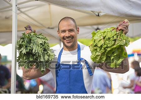 Caucasian clerk holding bunches of lettuce View Large Photo Image Stock Photography - Caucasian clerk holding bunches of lettuce. Fotosearch