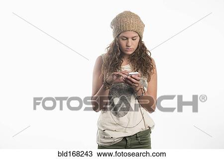 Caucasian woman using cell phone View Large Photo Image Stock Image - Caucasian woman using cell phone. Fotosearch