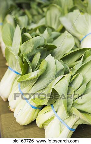 Stock Photograph - Close up of bunches of leeks. Fotosearch