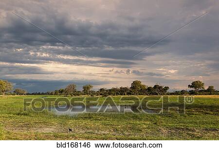 Stock Photograph - Clouds over field in rural landscape. Fotosearch
