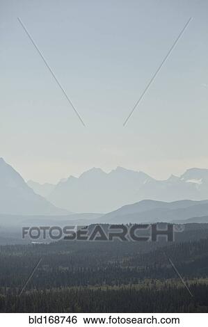 Stock Photograph - Mountain range over remote Athabasca Valley, Vancouver, British Columbia. Fotosearch
