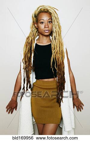 Stock Photograph - Stylish Black woman with dreadlocks. Fotosearch