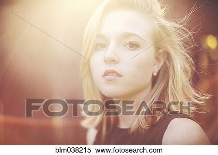 Stock Photography - Close up of serious Caucasian woman. Fotosearch
