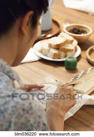 Close up of woman hand-stitching embroidery View Large Photo Image Stock Image - Close up of woman hand-stitching embroidery. Fotosearch