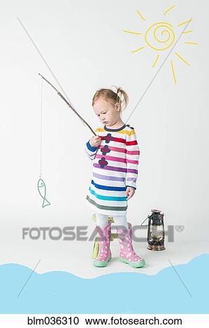 Girl playing fishing with toy fish View Large Photo Image Stock Image - Girl playing fishing with toy fish. Fotosearch