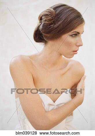 Glamorous bride with modern hairstyle View Large Photo Image Stock Photo - Glamorous bride with modern hairstyle. Fotosearch