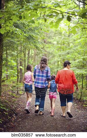 Three generations of Caucasian women walking in forest View Large Photo Image Stock Photo - Three generations of Caucasian women walking in forest. Fotosearch
