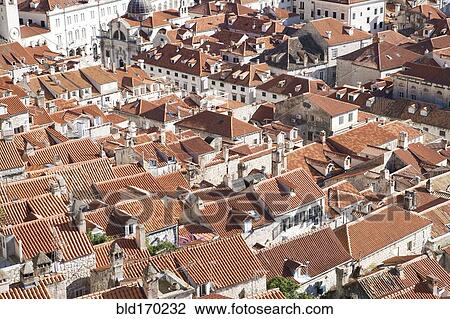 Stock Image - Aerial view of Dubrovnik cityscape, Croatia, Croatia. Fotosearch