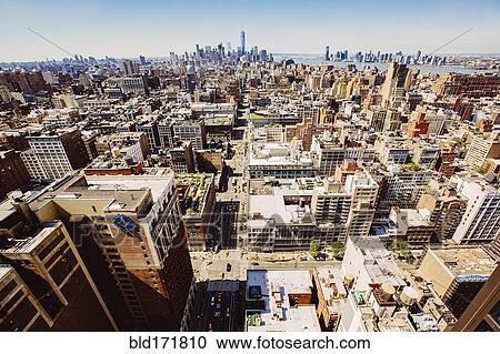 Stock Image - Aerial view of New York cityscape, New York, United States. Fotosearch