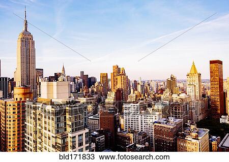 Stock Image - Aerial view of New York cityscape, New York, United States. Fotosearch