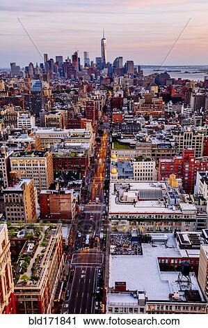 Stock Image - Aerial view of New York cityscape, New York, United States. Fotosearch