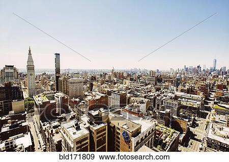 Stock Photo - Aerial view of New York cityscape, New York, United States. Fotosearch