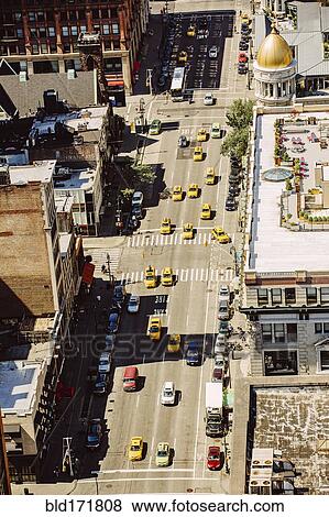 Stock Photo - Aerial view of New York street, New York, United States. Fotosearch