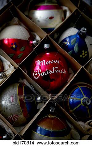 Close up of Christmas ornaments in box View Large Photo Image Picture - Close up of Christmas ornaments in box. Fotosearch