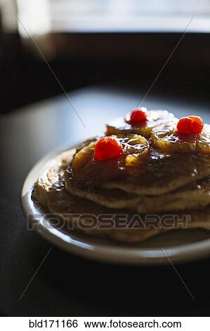Close up of plate of pancakes View Large Photo Image Stock Photograph - Close up of plate of pancakes. Fotosearch