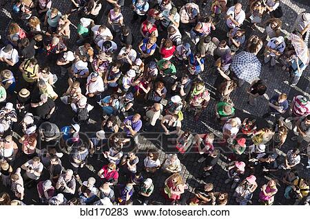 Stock Image - High angle view of crowd on commons. Fotosearch