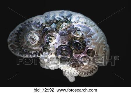 Mechanical gears turning in brain View Large Photo Image Stock Image - Mechanical gears turning in brain. Fotosearch
