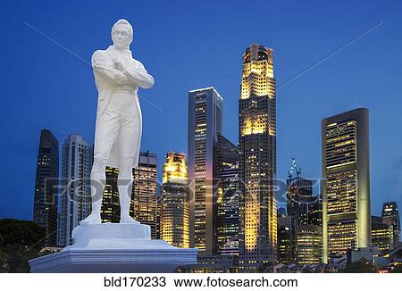 Statue and Singapore city skyline at night, Singapore, Singapore View Large Photo Image Stock Image - Statue and Singapore city skyline at night, Singapore, Singapore. Fotosearch
