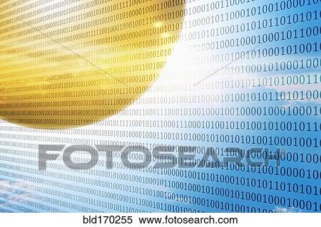 Stock Photography - Sunbeams shining through binary code in blue sky. Fotosearch