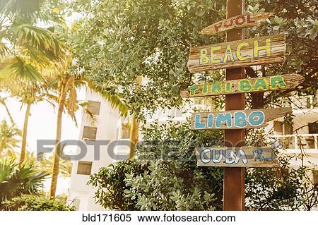 Tourist signs for beach and pool View Large Photo Image Stock Photography - Tourist signs for beach and pool. Fotosearch